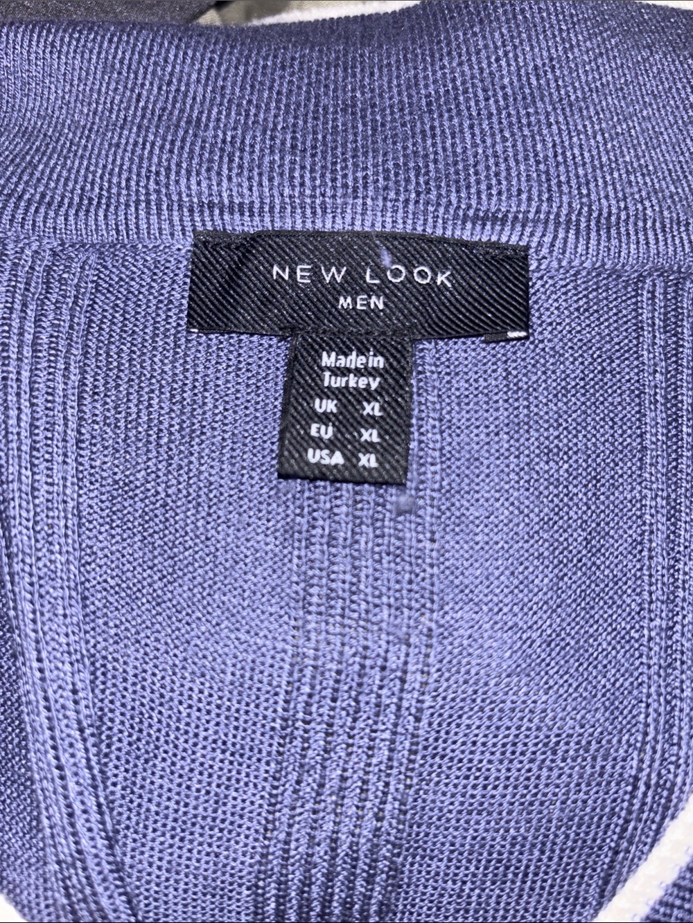 New Look Men’s XL Short-Sleeve Knit Polo Shirt in Blue with White Trim - Picture 2 of 3